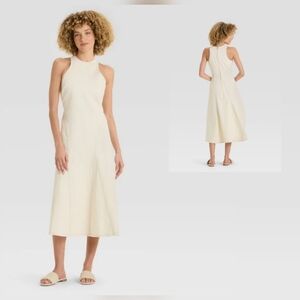 NEW! Future Collective Cream Racerback Denim Midi A-Line Dress Size 00